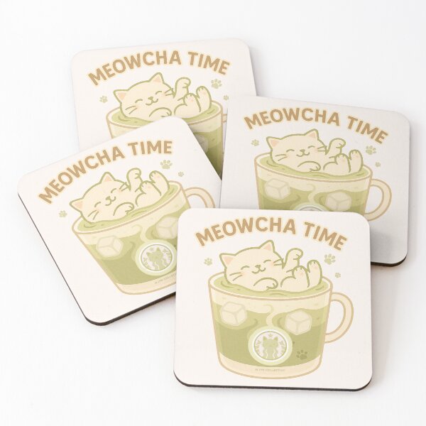 Item preview, Meowcha Time – Relaxing Cat in Iced Matcha designed and sold by MLynCollective.