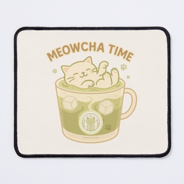 Item preview, Meowcha Time – Relaxing Cat in Iced Matcha designed and sold by MLynCollective.