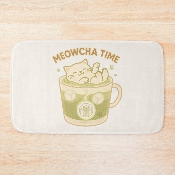 Item preview, Meowcha Time – Relaxing Cat in Iced Matcha designed and sold by MLynCollective.