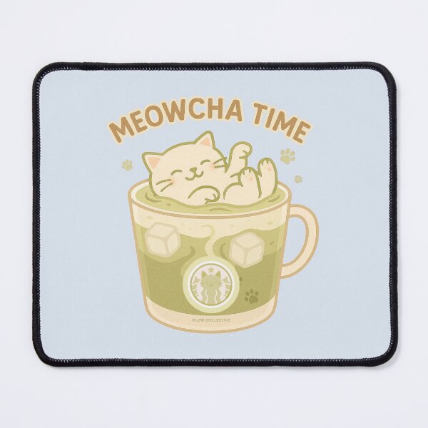 Item preview, Meowcha Time – Relaxing Cat in Iced Matcha designed and sold by MLynCollective.