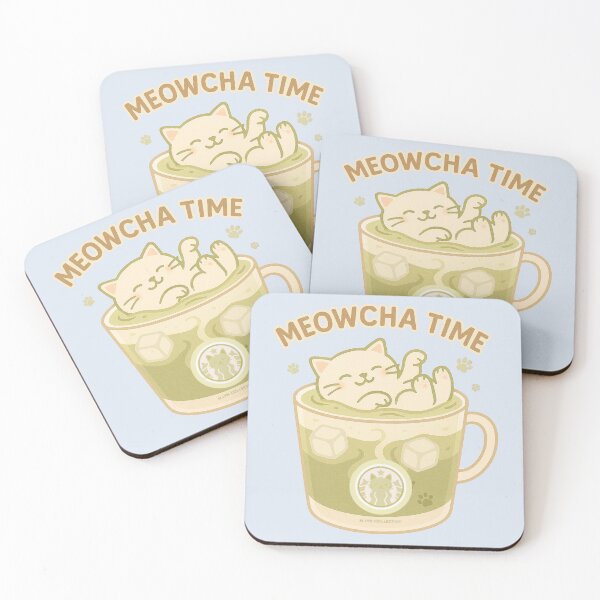 Item preview, Meowcha Time – Relaxing Cat in Iced Matcha designed and sold by MLynCollective.