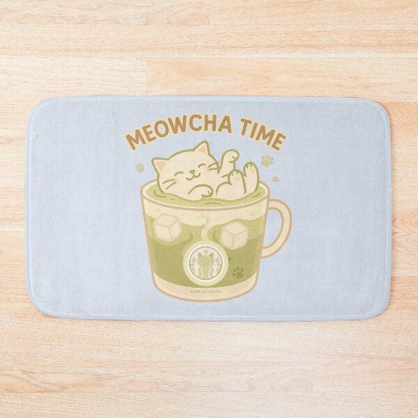 Item preview, Meowcha Time – Relaxing Cat in Iced Matcha designed and sold by MLynCollective.