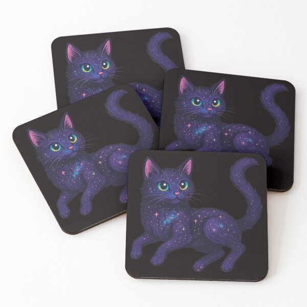 Item preview, "Galactic Whiskers – Cosmic Purple Cat in Starry Night Fur" designed and sold by Tadeusz1.