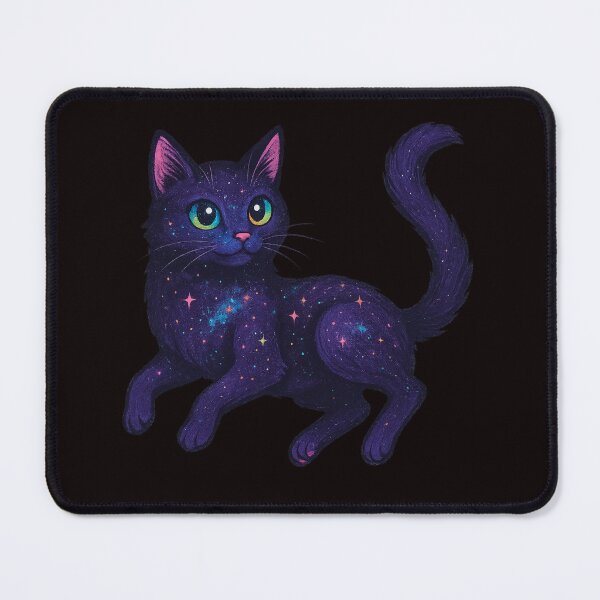 Item preview, "Galactic Whiskers – Cosmic Purple Cat in Starry Night Fur" designed and sold by Tadeusz1.
