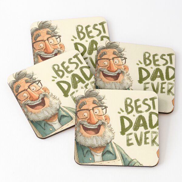 Item preview, Funny cartoon dad holding barbecue tools with Best Dad Ever text. designed and sold by dpsstudio.