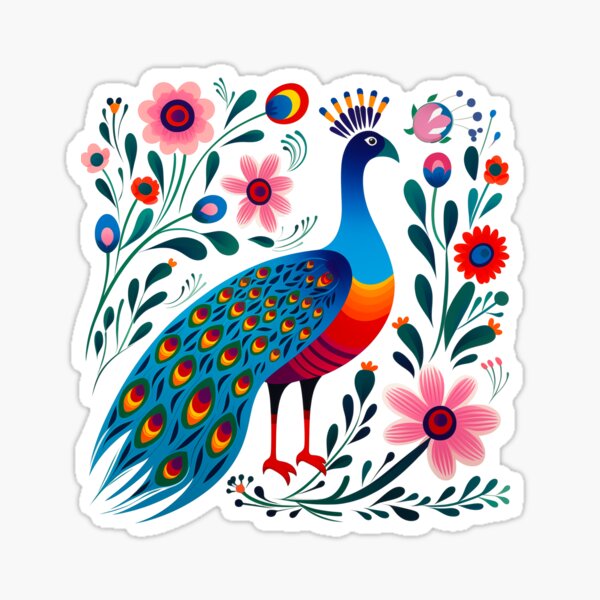 Item preview, Art populaire floral de paon  designed and sold by xiao xuans.