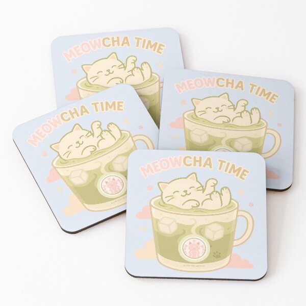 Item preview, Meowcha Time – Dreamy Relaxing Cat in Iced Matcha designed and sold by MLynCollective.