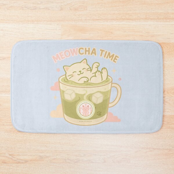 Item preview, Meowcha Time – Dreamy Relaxing Cat in Iced Matcha designed and sold by MLynCollective.
