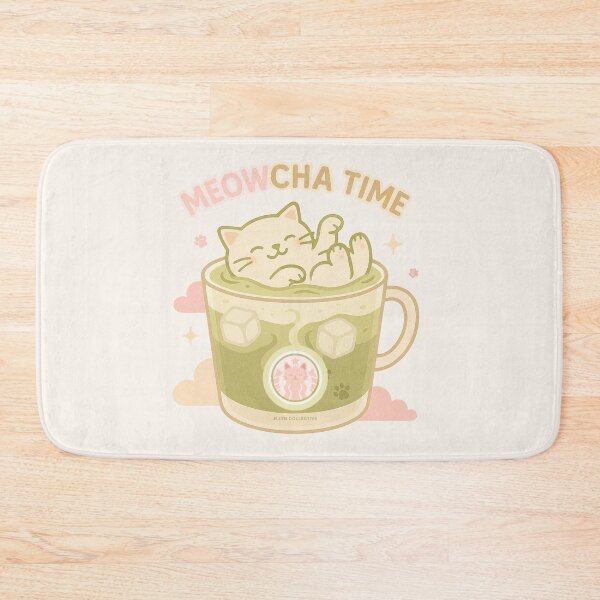 Item preview, Meowcha Time – Dreamy Relaxing Cat in Iced Matcha designed and sold by MLynCollective.