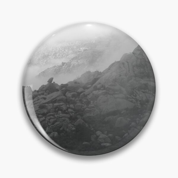 Item preview, Misty Granite Peaks: A Monochromatic Mountainscape - Black & White Nature Art designed and sold by Clavivs.