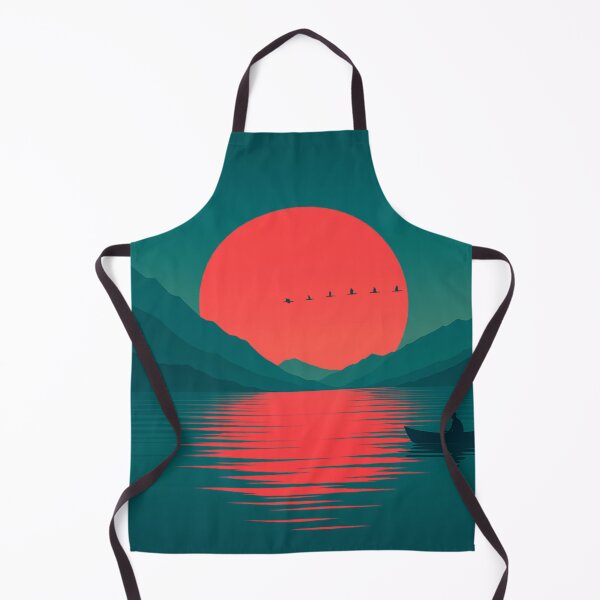 Item preview, Solitude in Scarlet – Minimal Sunset Lake Art designed and sold by Aesthread.