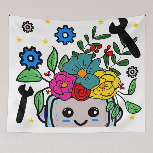 Item preview, "Botanical Bot – Cute AI with Flowers and Gears designed and sold by ForcePrint.