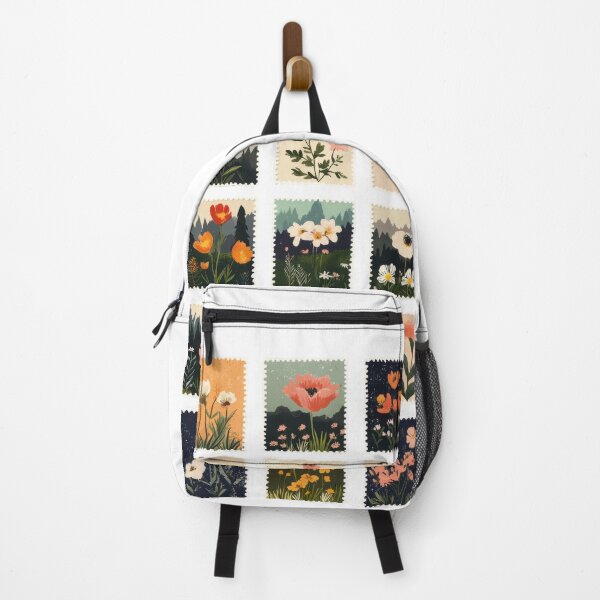 Item preview, Collection of illustrated flowers vintage postage stamp backgrounds, vibrant and artistic floral designed and sold by Lucky-jl.