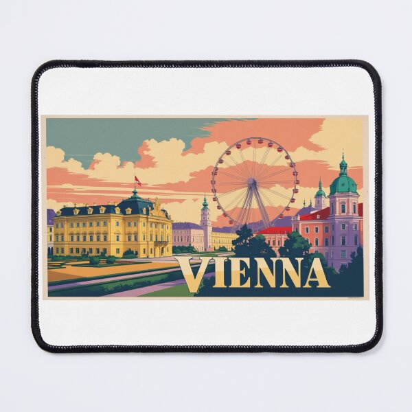 Item preview, Artistic illustration of Vienna – Palace and Ferris wheel in vibrant classical style designed and sold by StormArte.