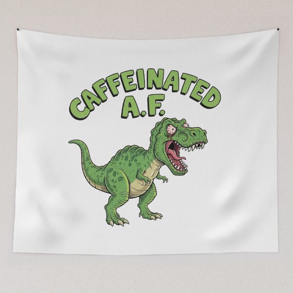 Item preview, Caffeinated AF, coffee, T-Rex, Funnyfits70, retro, vintage, meme, funny, humor designed and sold by FunnyFits70.