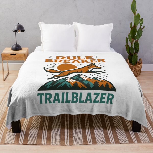 Item preview, Leaping Fox Over Sunrise Mountains with Rule Breaker Trailblazer Quote designed and sold by inkNext.