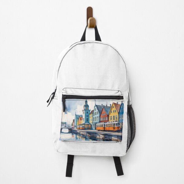 Item preview, Colorful illustration of Gothenburg – Nordic tranquility by the canal designed and sold by StormArte.