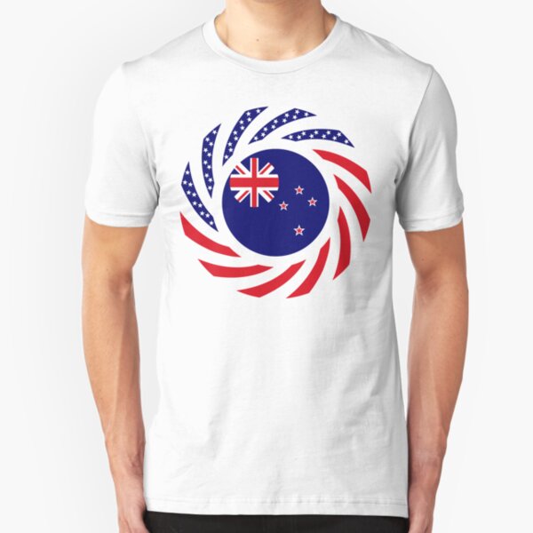New Zealander American Multinational Patriot Flag Slim Fit T-Shirt