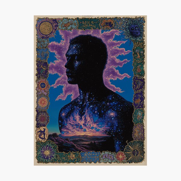 Item preview, Starlit Soul – Cosmic Portrait of Inner Universes and Sunset Fire designed and sold by 1stmachinarium.