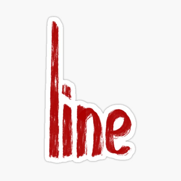 Line - Minimalist Brushstroke Red Text Design Sticker