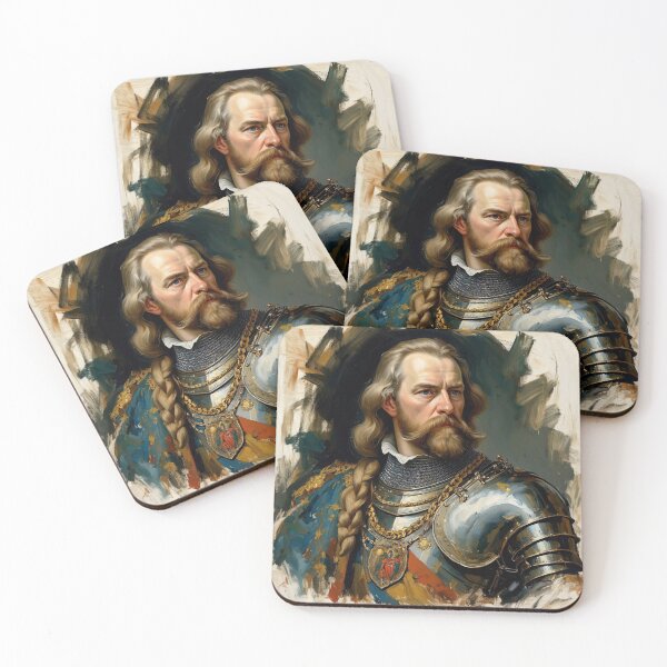 Item preview,  Portrait of a Viking King Possibly Knut with beard vintage painting art designed and sold by Vintage Designs +.
