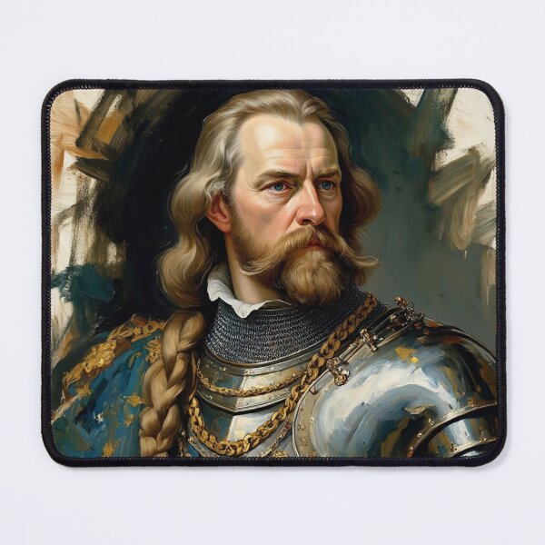 Item preview, Portrait of a Viking King Possibly Knut with beard vintage painting art designed and sold by Vintage Designs +.