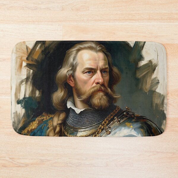 Item preview,  Portrait of a Viking King Possibly Knut with beard vintage painting art designed and sold by Vintage Designs +.