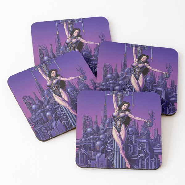 Item preview,  Biomechanical hot sexy pink Alien woman Gothic heavy metal landscape art designed and sold by Vintage Designs +.