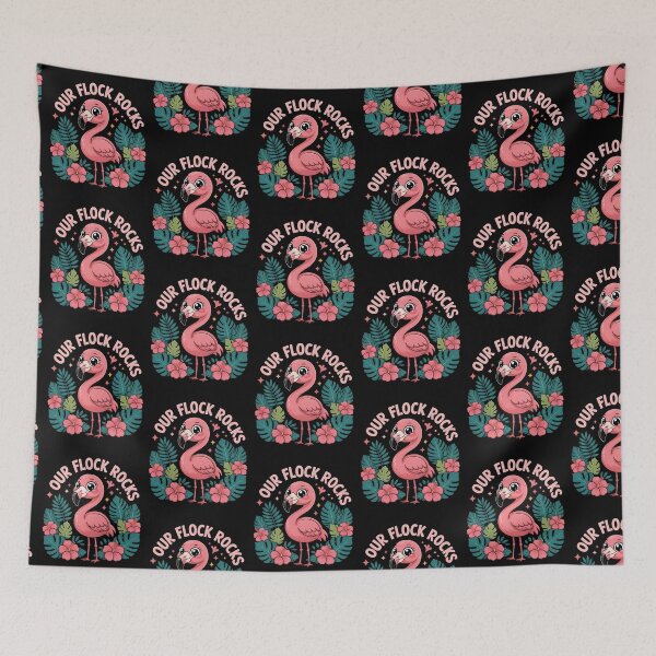Item preview, Our Flock Rocks- Cute Kawaii Pink Flamingo for Summer and Flamingo Lovers designed and sold by LovelyEvaDesign.