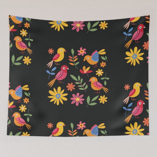 Item preview, Mexican Colorful Birds Folk Flowers Art designed and sold by xiao xuans.