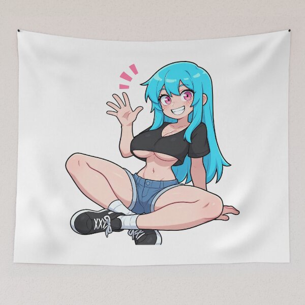 Artikelvorschau, Süßes Anime-Mädchen sitzt und winkt – Kumi(Originalfigur) entworfen und verkauft von Kumi-dsgn.