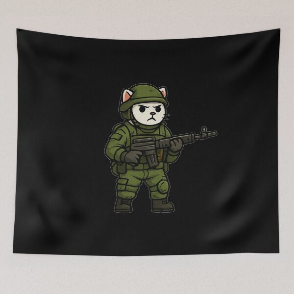 Item preview, Cat Holding A Gun designed and sold by okiiskandarart.