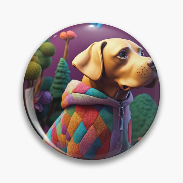 Item preview, Folk Art wise old Dog wearing a patchwork hoodie sits on a branch in a colourful forest designed and sold by Colin Bentham.