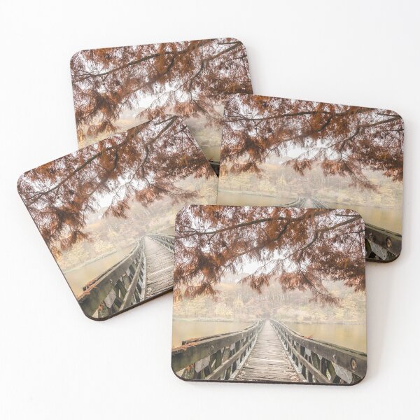 Item preview, Autumn at the lake with a bridge in the fog. designed and sold by KajaG..