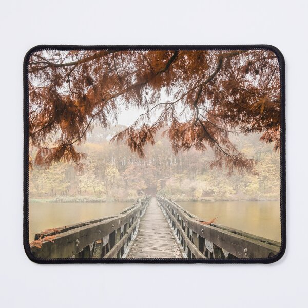 Item preview, Autumn at the lake with a bridge in the fog. designed and sold by KajaG..