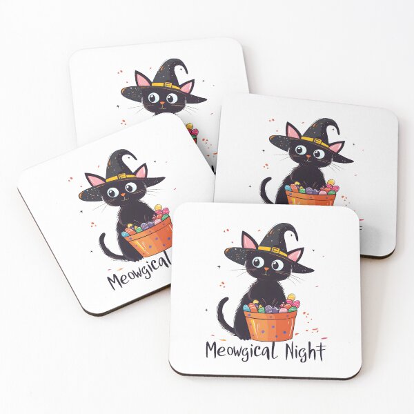 Item preview, Meowgical Night: Cute Witch Cat with Candy Bucket designed and sold by Mariana Shymkovych.