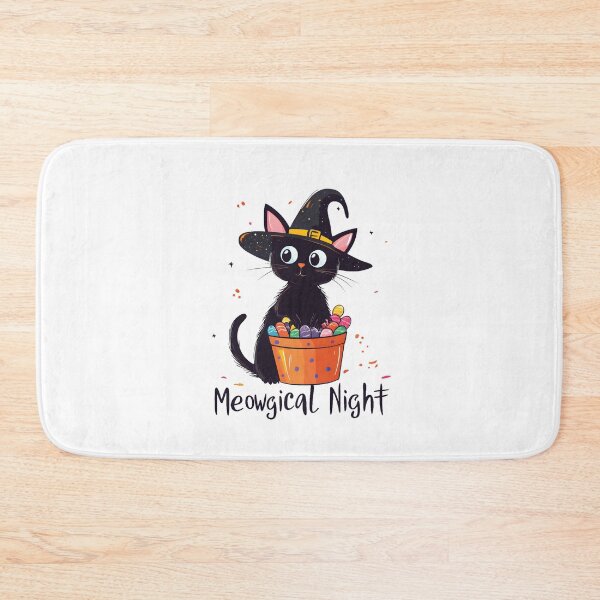 Item preview, Meowgical Night: Cute Witch Cat with Candy Bucket designed and sold by Mariana Shymkovych.