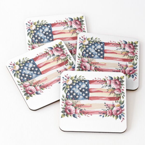 Item preview, Floral American Flag – Vintage Patriotic Watercolor Design designed and sold by dijjaboutique.