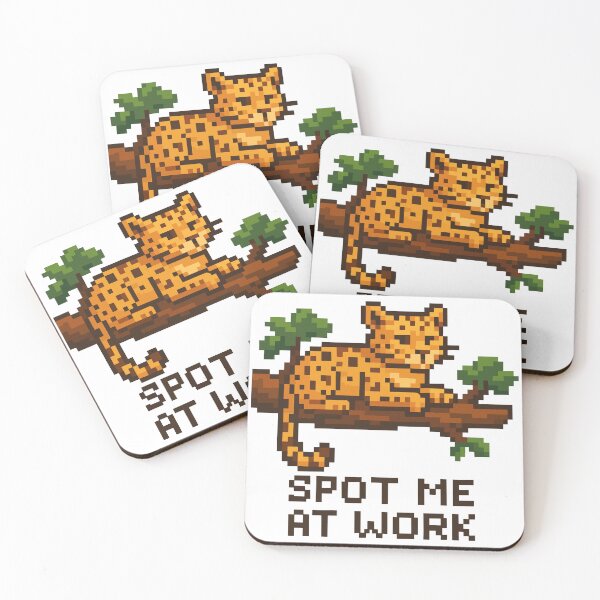 Item preview, Spot Me at Work – Pixel Ocelot on Tree Branch designed and sold by NaturePixel.