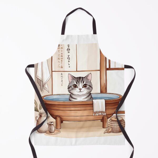 Item preview, Tabby Cat in Japanese Bathtub designed and sold by vansausart.