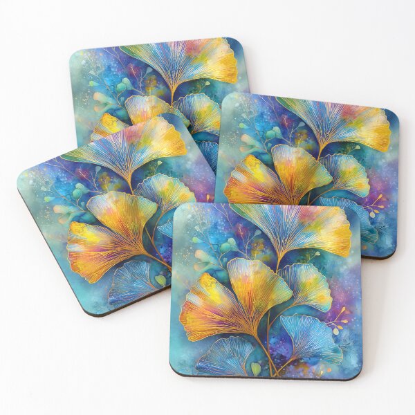 Item preview, Colorful Ginkgo Leaves Watercolor Painting designed and sold by JBJart.
