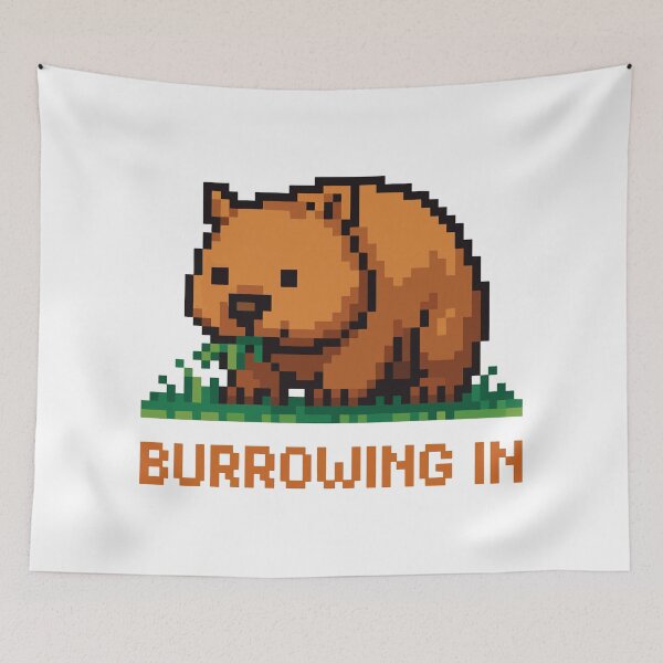 Item preview, Burrowing In – Pixel Wombat Grass Snack Design designed and sold by NaturePixel.