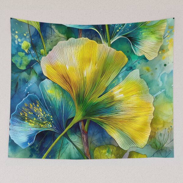 Item preview, Colorful Ginkgo Leaves Watercolor Painting designed and sold by JBJart.