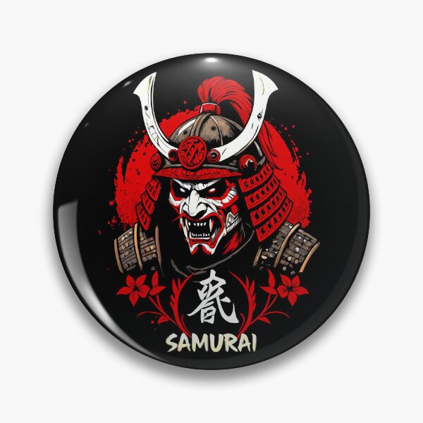 Item preview, Fierce Samurai Mask with Katana Horns and Red Armor designed and sold by VikArtStudio.