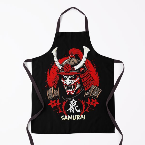 Item preview, Fierce Samurai Mask with Katana Horns and Red Armor designed and sold by VikArtStudio.