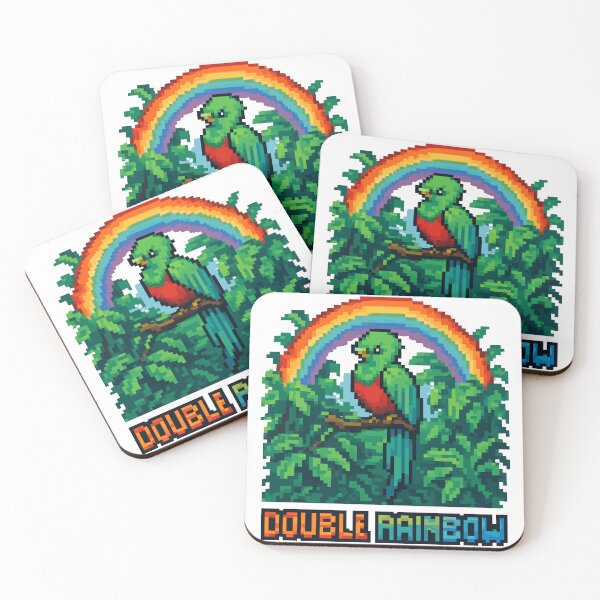 Item preview, Double Rainbow – Pixel Quetzal in Lush Jungle designed and sold by NaturePixel.