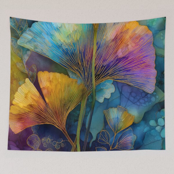 Item preview, Colorful Ginkgo Leaves Watercolor Painting designed and sold by JBJart.