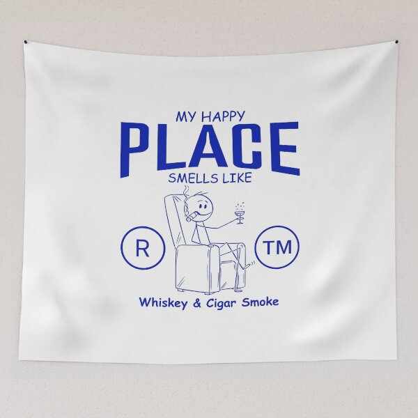 Item preview, My happy place smells like whiskey (Cigar and whiskey) designed and sold by Peerless-Prime.