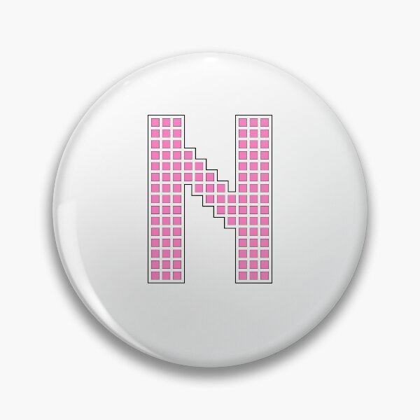 Artikelvorschau, Großbuchstabe N – Rosa Pixelblock-Zeichen entworfen und verkauft von PixelGlyphs.