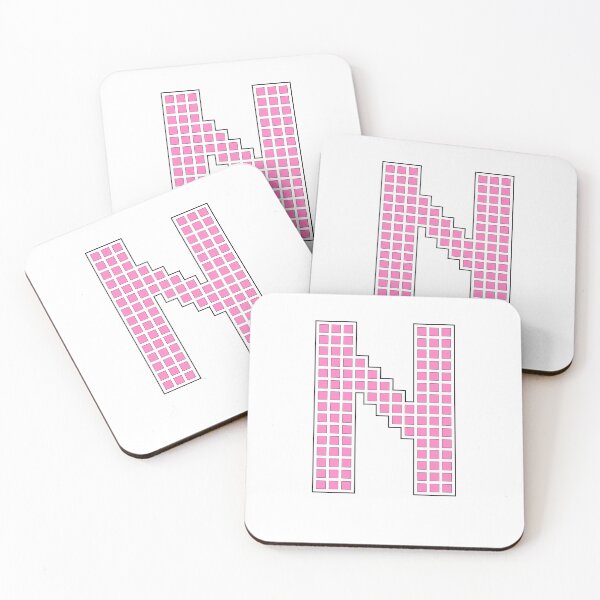 Artikelvorschau, Großbuchstabe N – Rosa Pixelblock-Zeichen entworfen und verkauft von PixelGlyphs.